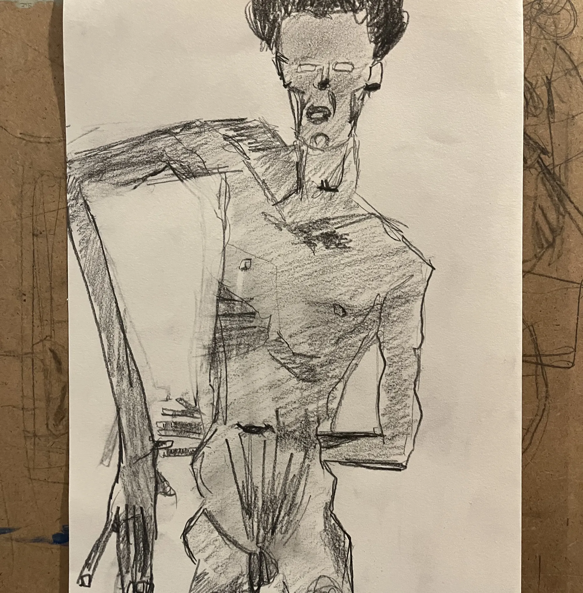 Drawing workshop process with materials and paper