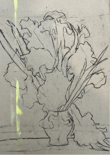 Van Gogh-inspired irises: initial pencil sketch