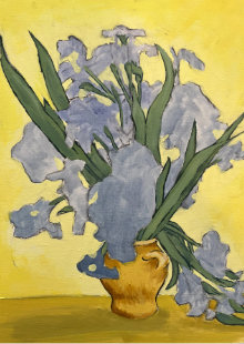 Van Gogh-inspired irises: first layers of colour